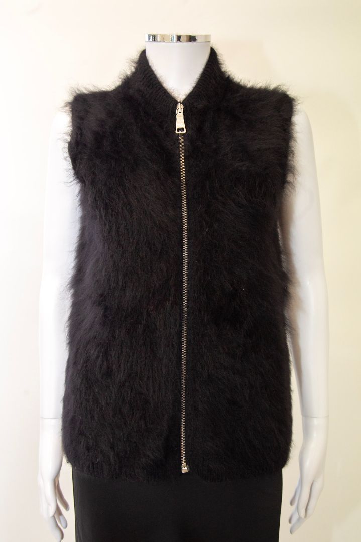 Prada Handbag S S Angora Knit Gilet S Black
