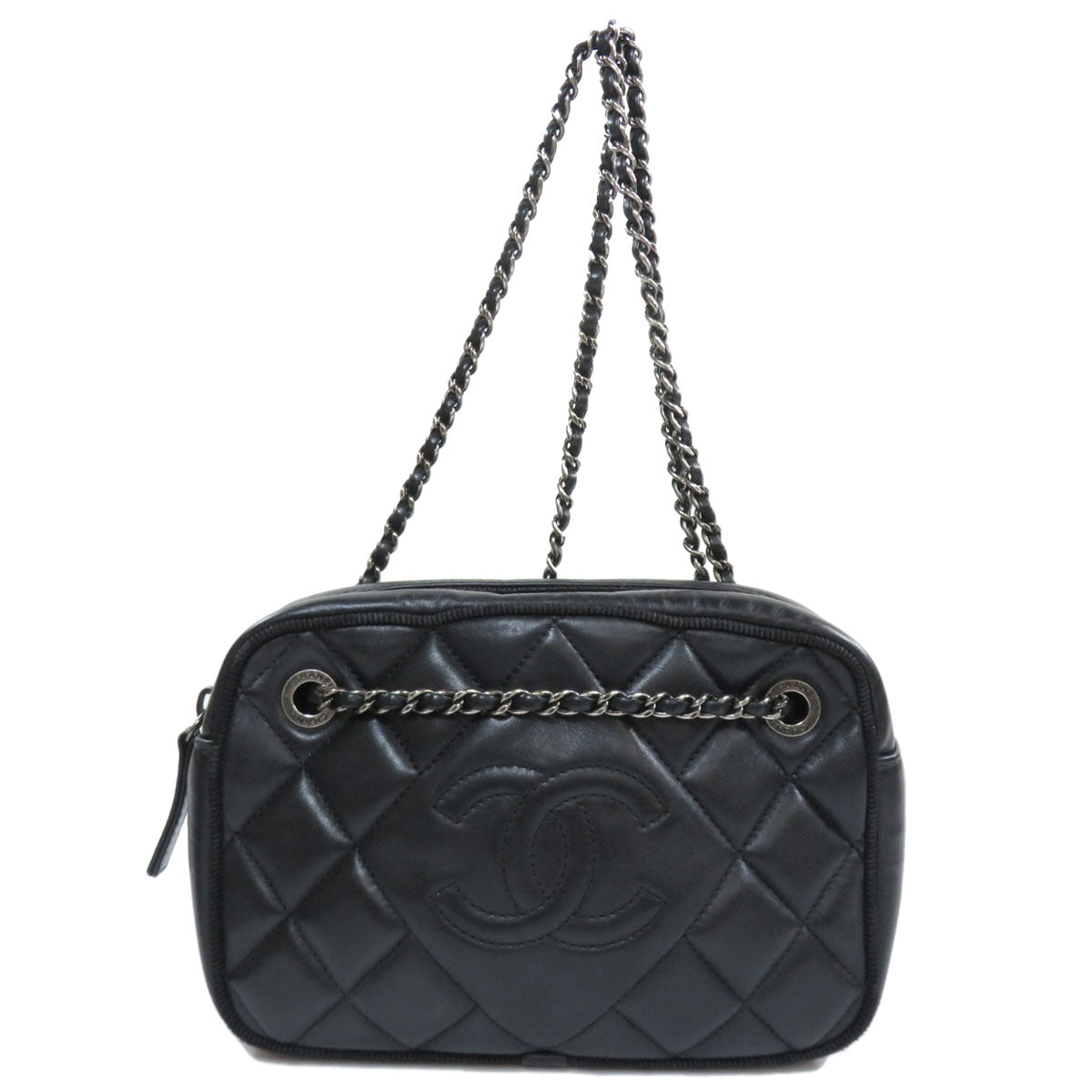 Chanel Shoulder Bag Lambskin Black Chain