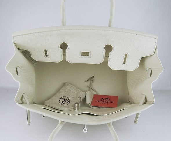 Hermes Luxury Birkin Cm Togo Handbags Leather Beige Travel Bag