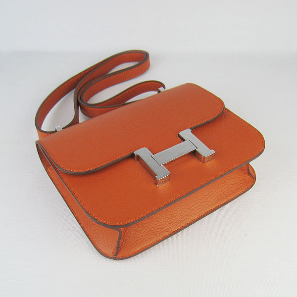 Hermes Luxury Constance Cowskin Bag H Orange Leather Silver Travel Bag
