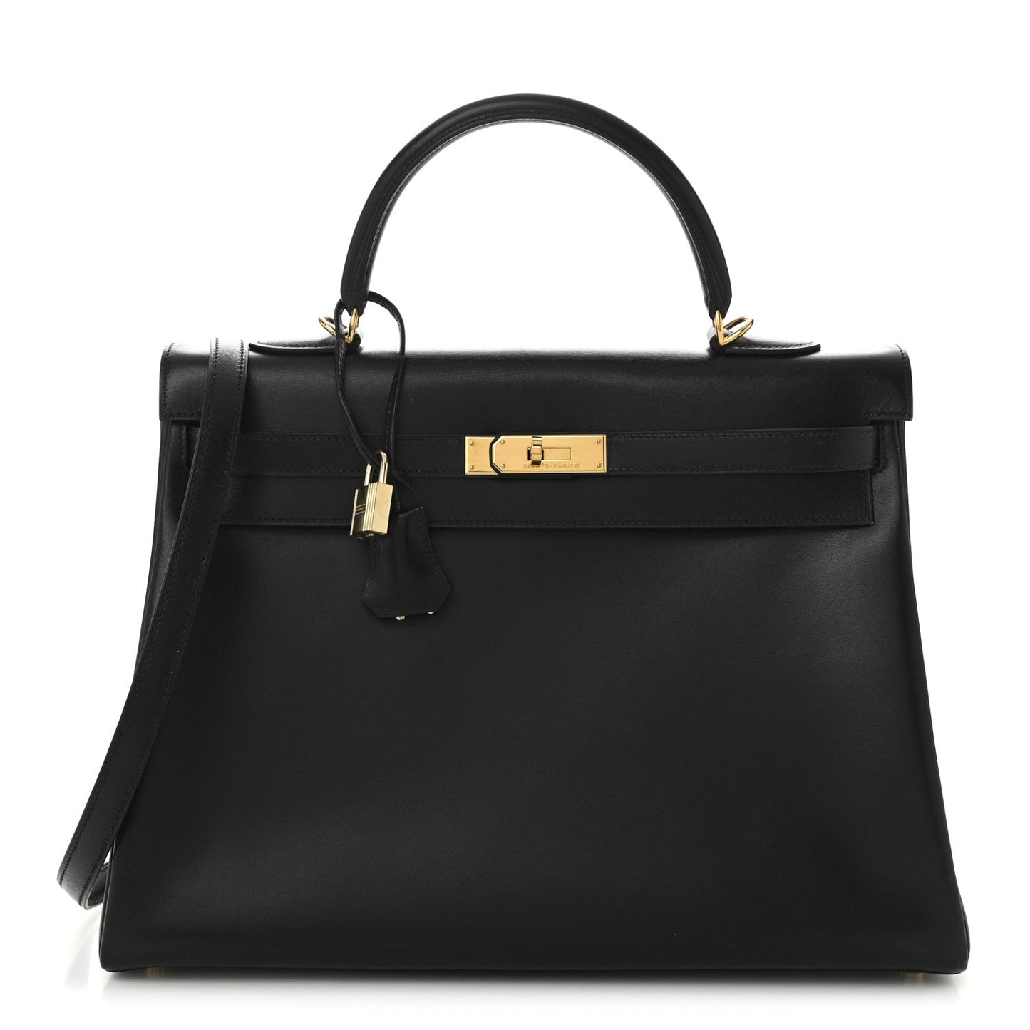 Hermes Box Kelly Retourne Handbag Black Travel Bag 35 Black 1759410