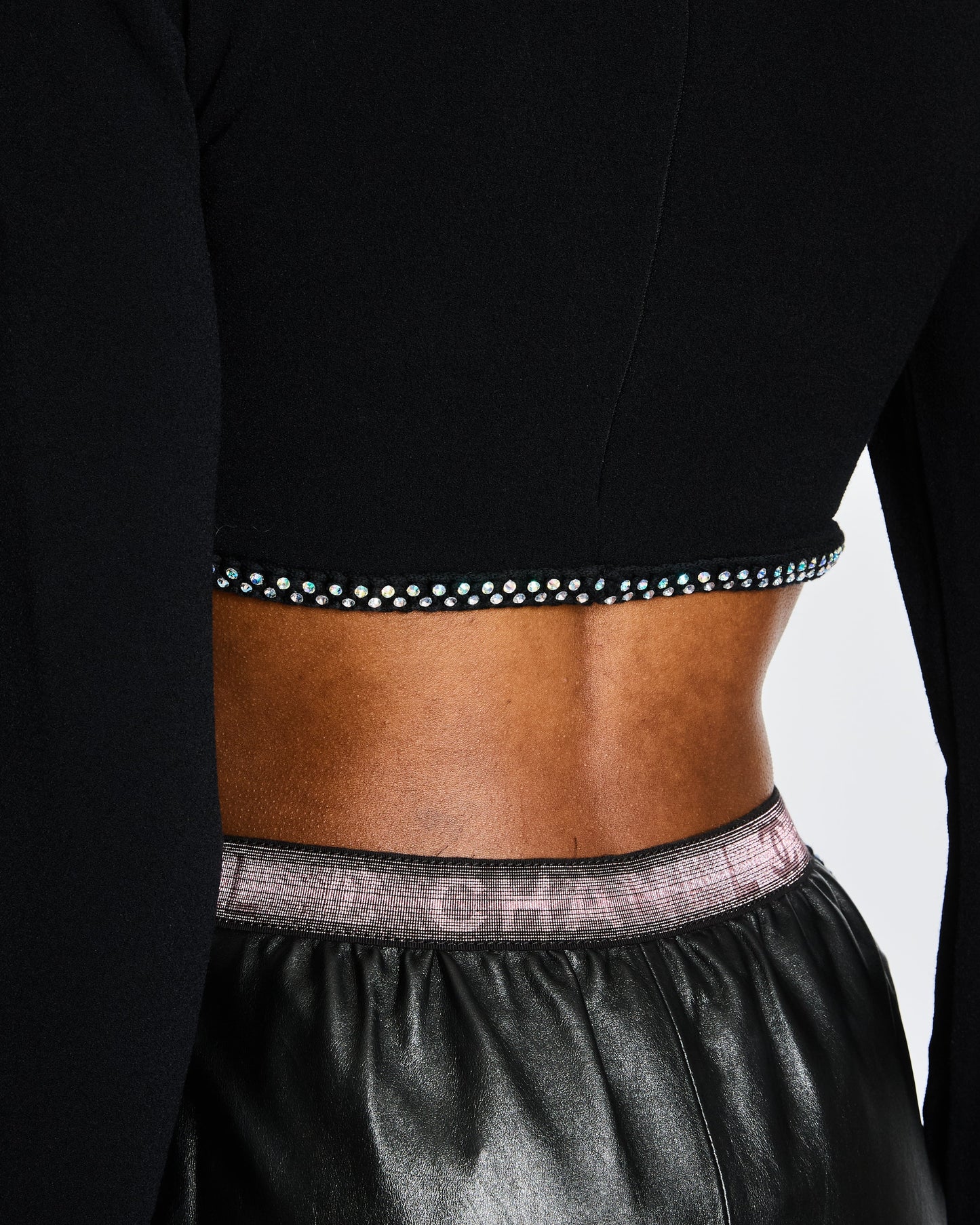 Chanel 24/C Black High Neck Cc Crop Top With Scalloped Diamante Hem Size Fr 38 (Uk 10) Bag