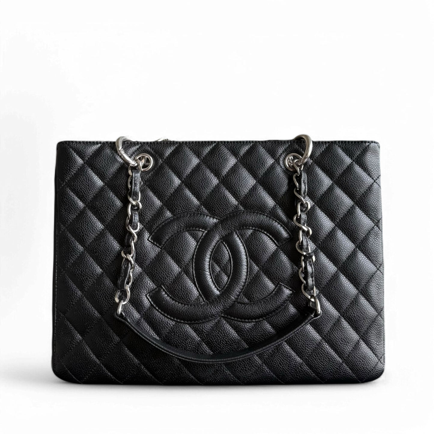 Chanel GST Grand Shopping Tote - Caviar Quilted Black Silver Hardware Series 13