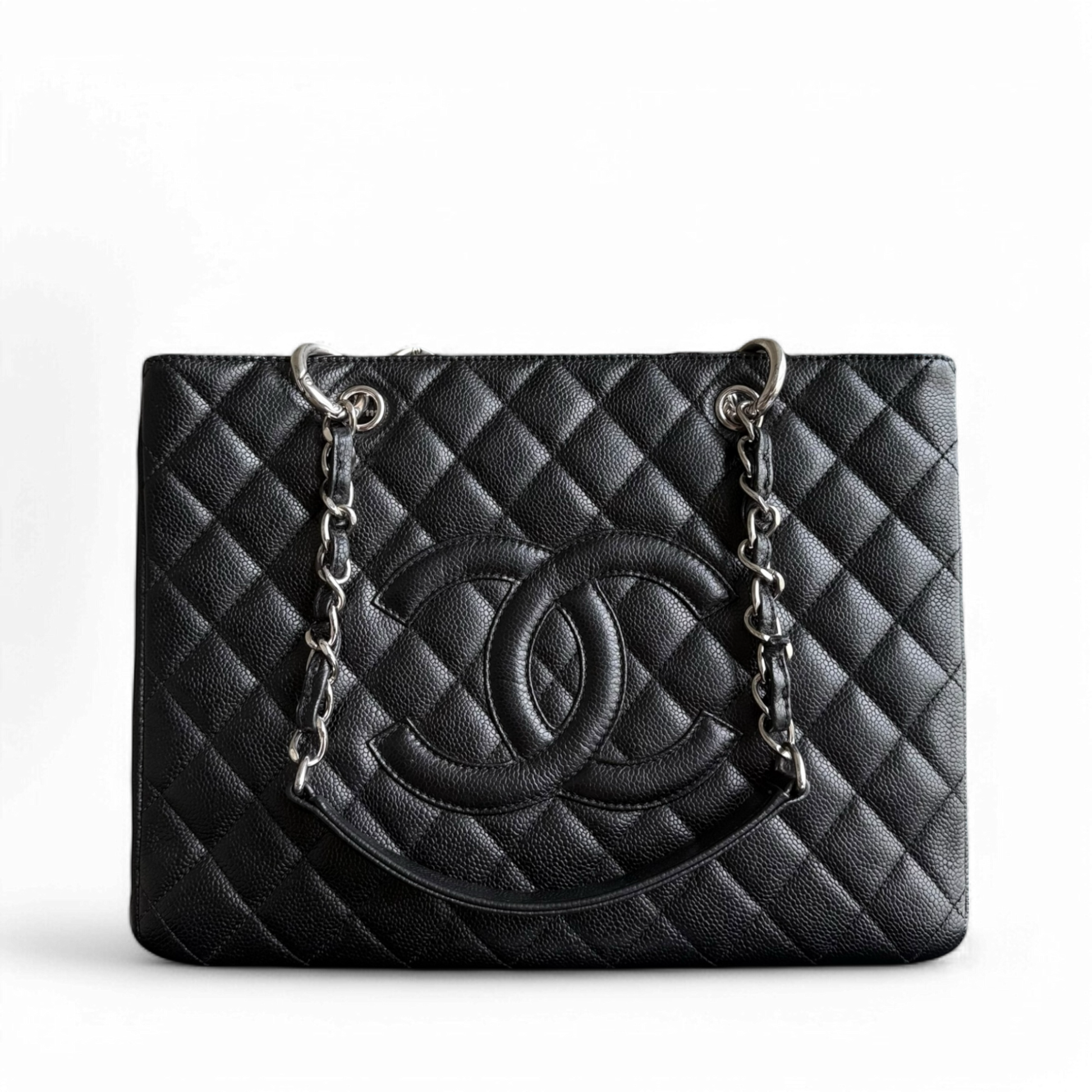 Chanel GST Grand Shopping Tote - Caviar Quilted Black Silver Hardware Series 13