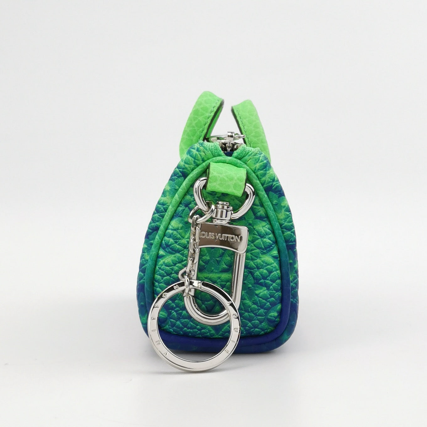 Louis Vuitton Virgil Abloh Taurillon Illusion Keepall Charm Blue Green Key Chain