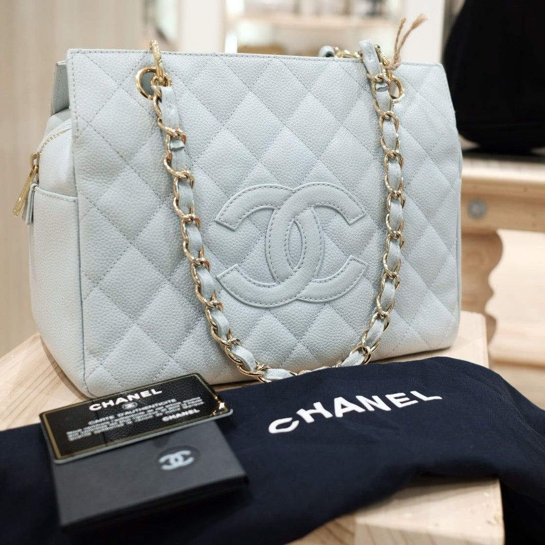 Chanel GST caviar leather tote bag