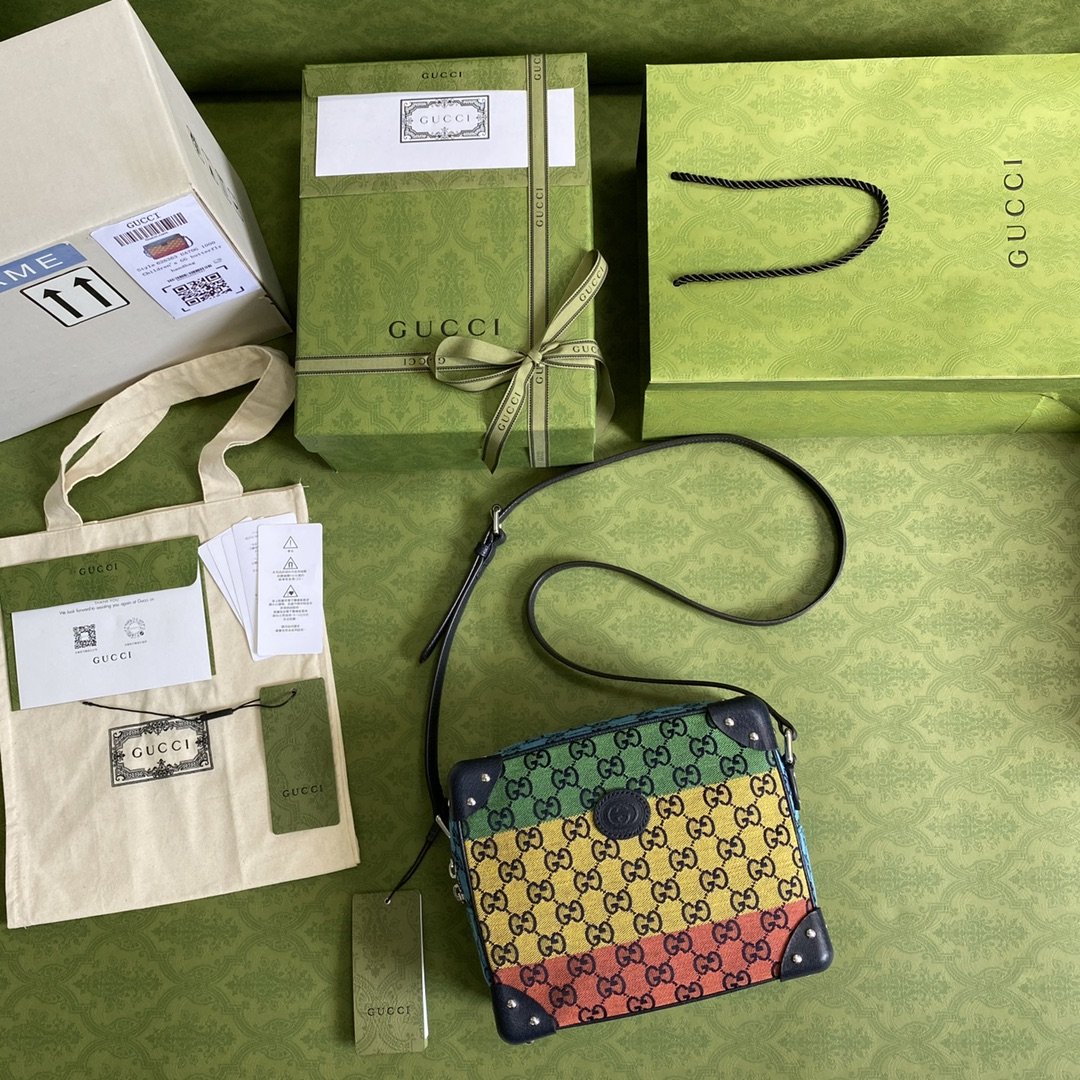 gg 9in 23cm gg Canvas Multicolor Shoulder Bag