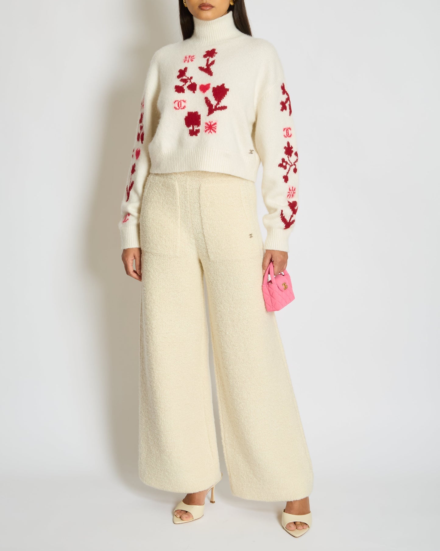 Chanel 24K Cream Cashmere And Wool Wide Legs Tro R With Cc Logo On The Front Pocket Size Fr 34 (Uk 6) Rrp £ Bag