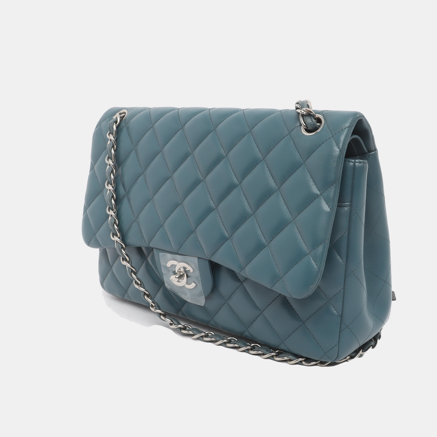 Chanel Classic Flap Jumbo Lambskin Blue Leather Handbag
