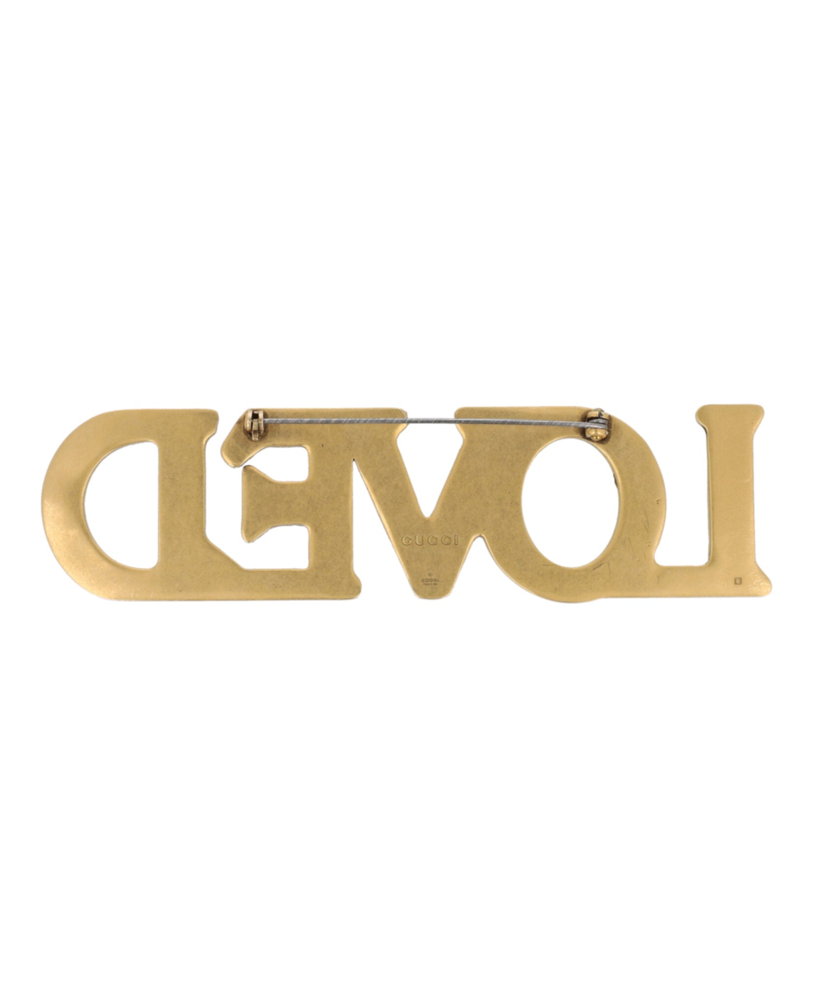 Gucci Womens Crystal-Embellished LOVE Brooch