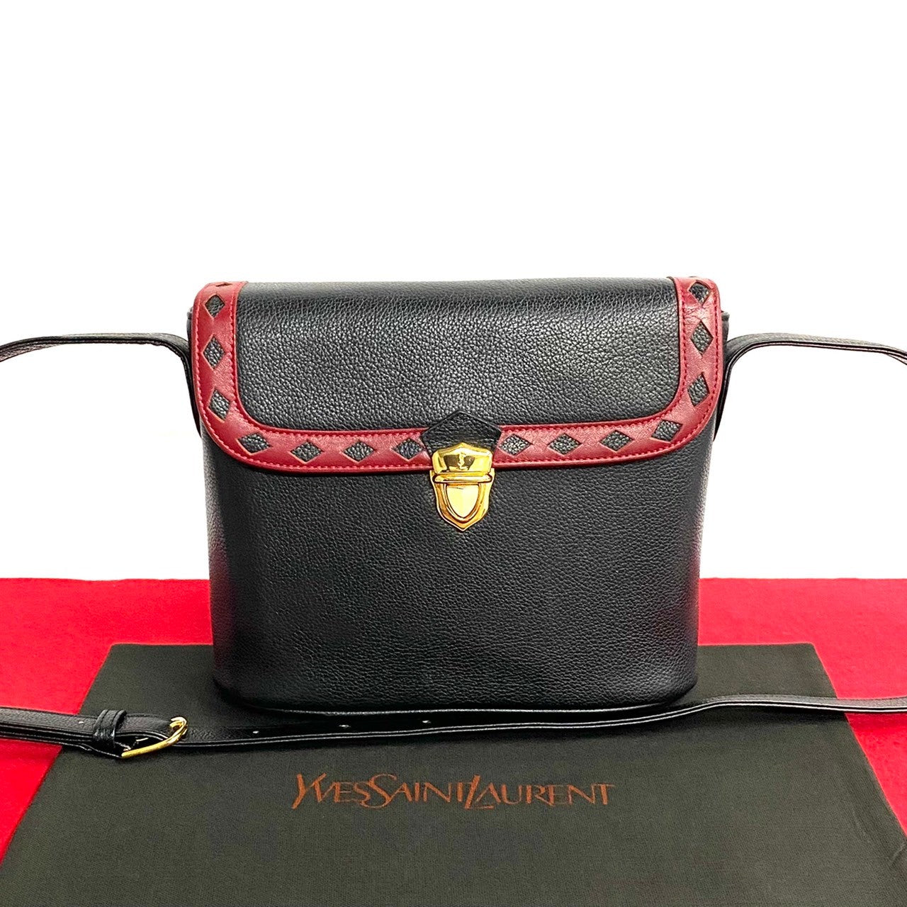 YSL Saint Laurent Yves Shoulder Bag Women Leather Black