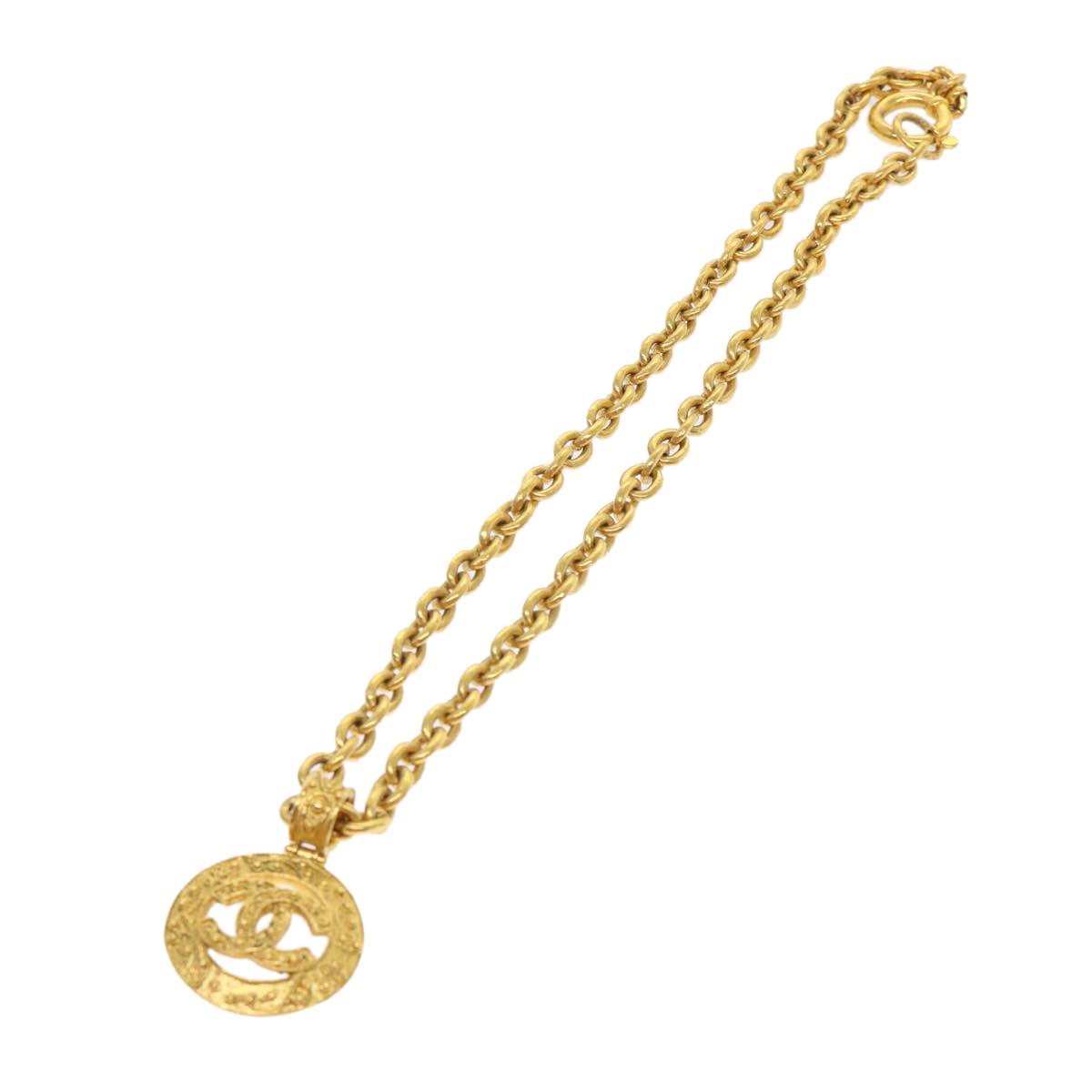 Chanel Chain Necklace Gold Tone CC Auth A