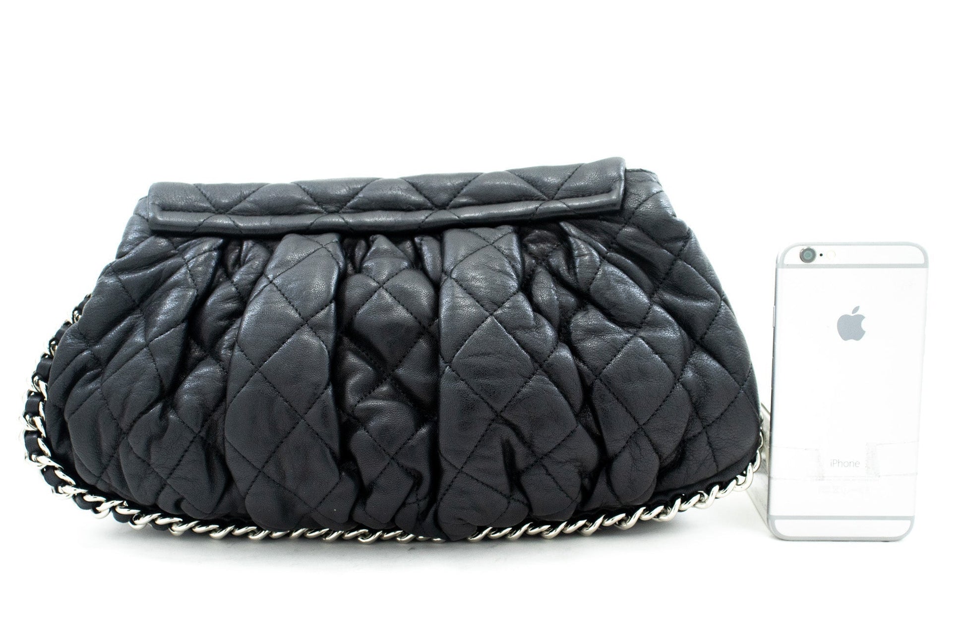 Chanel Chain Around Shoulder Bag Crossbody Black Calfskin Leather