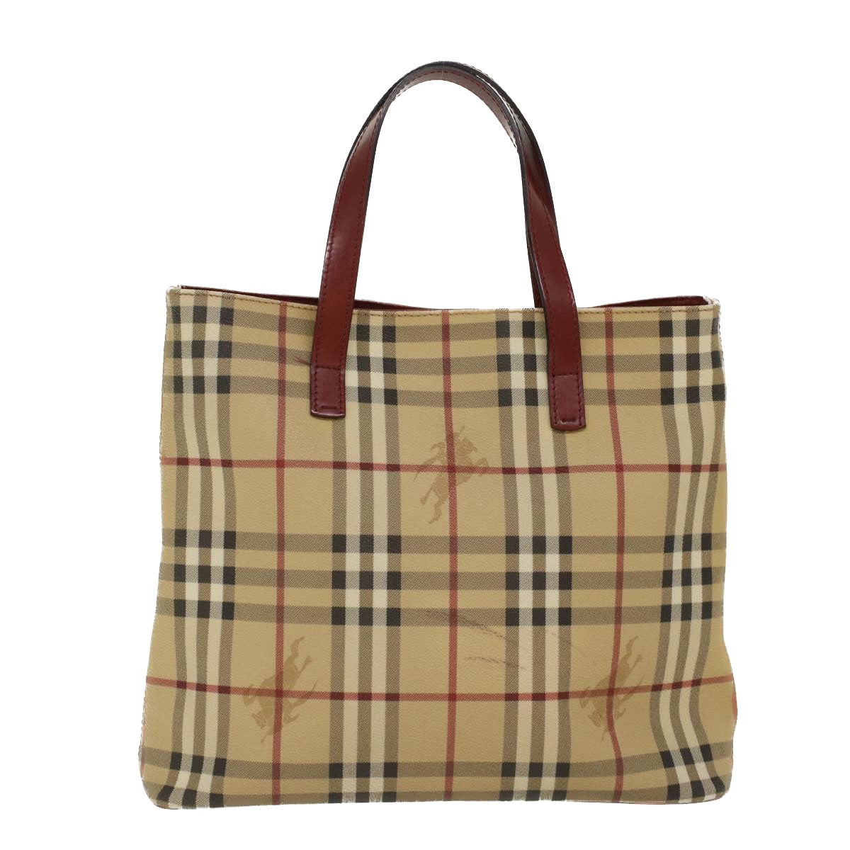 Burberry Luxury Nova Check Hand Bag Pvc Auth Leather Beige Travel Bag Beige Auth 47676