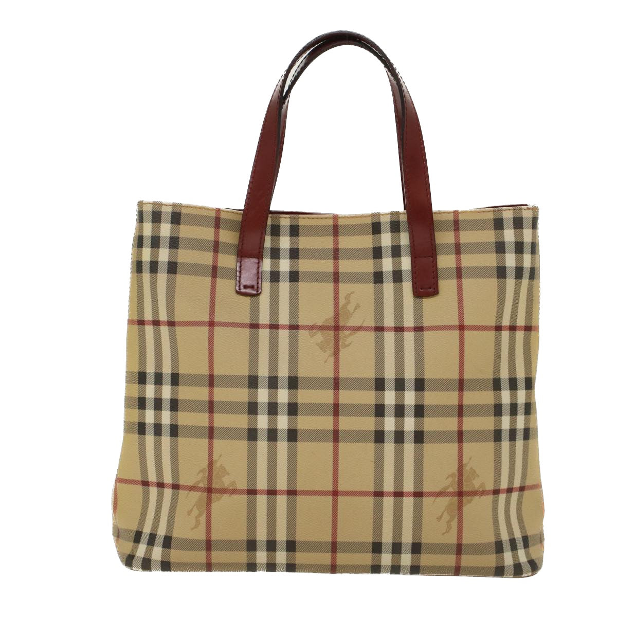 Burberry Luxury Nova Check Hand Bag Pvc Auth Leather Beige Travel Bag Beige Auth 47676