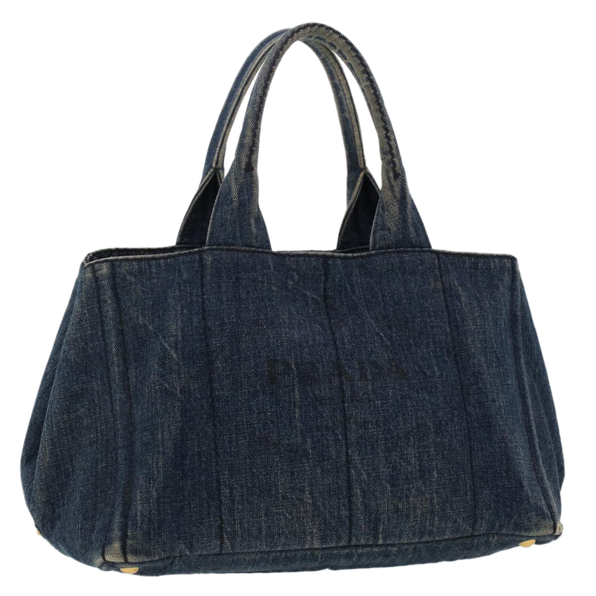 Prada Canapa Hand Bag Auth Canvas Blue Travel Bag
