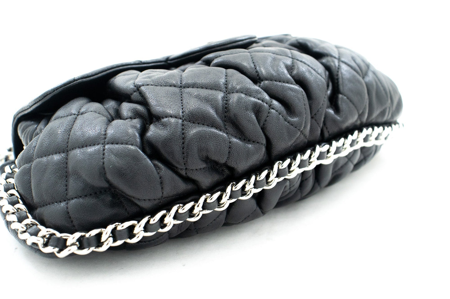 Chanel Chain Around Shoulder Bag Crossbody Black Calfskin Leather