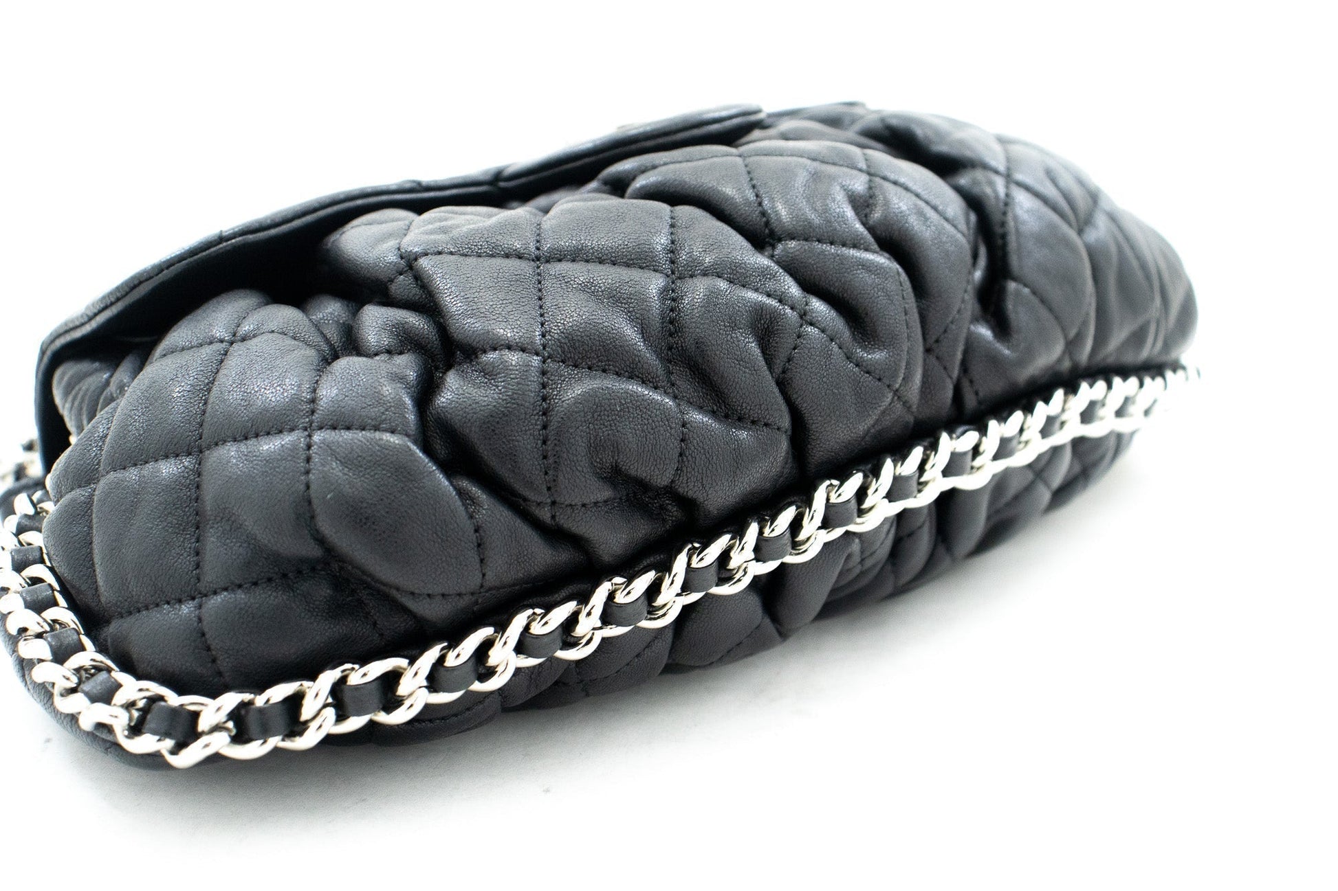 Chanel Chain Around Shoulder Bag Crossbody Black Calfskin Leather