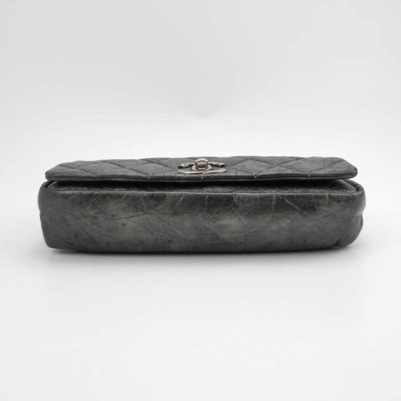 Chanel Paris Bombay Pondicherry Flap Quilted Hardware Silver Grey Shoulder Bag