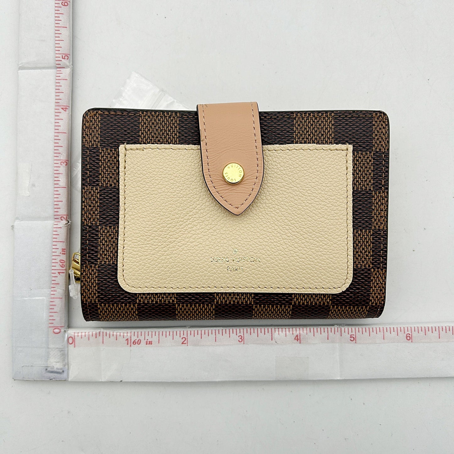 Louis Vuitton Juliette Wallet Damier with Leather Brown