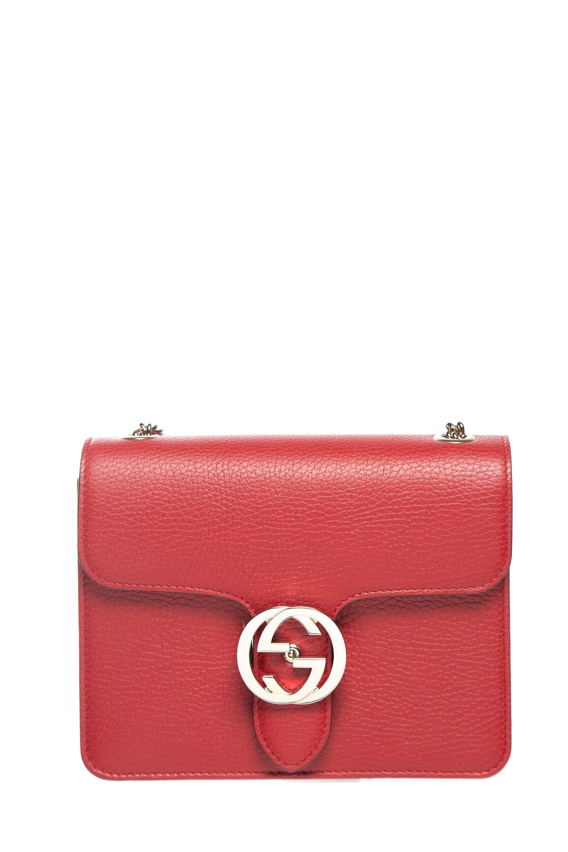 Gucci Red Leather Interlocking G Dollar Small Cross-Body