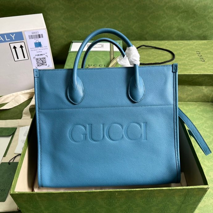 gg 12in 31.5cm gg Blue Small Logo Tote Bag