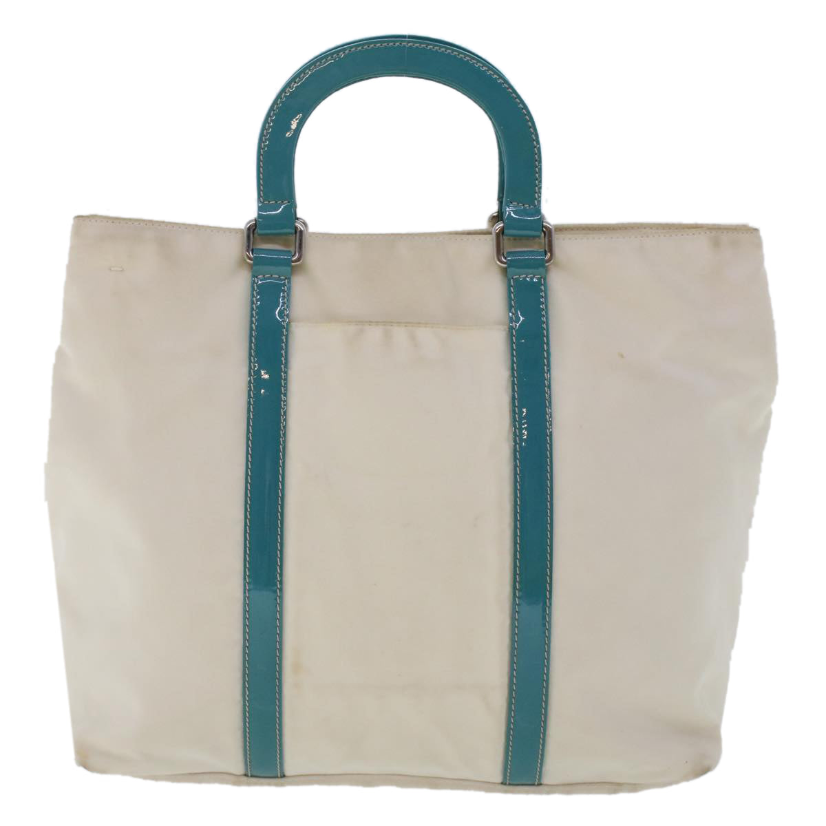Prada Hand Bag 2Way Turquoise Nylon White Blue Travel Bag