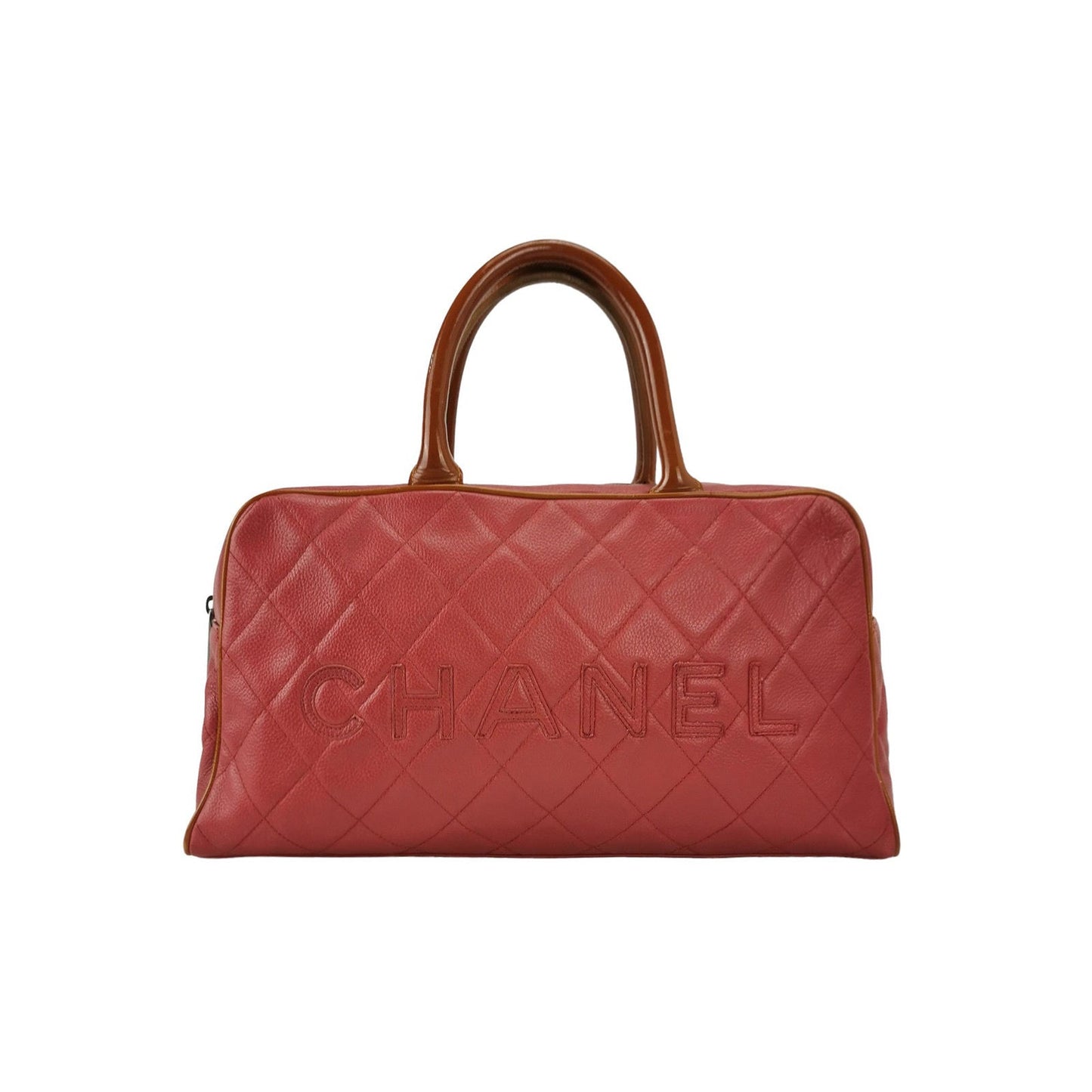 Chanel Caviar Quilted Bowler Red Handbag