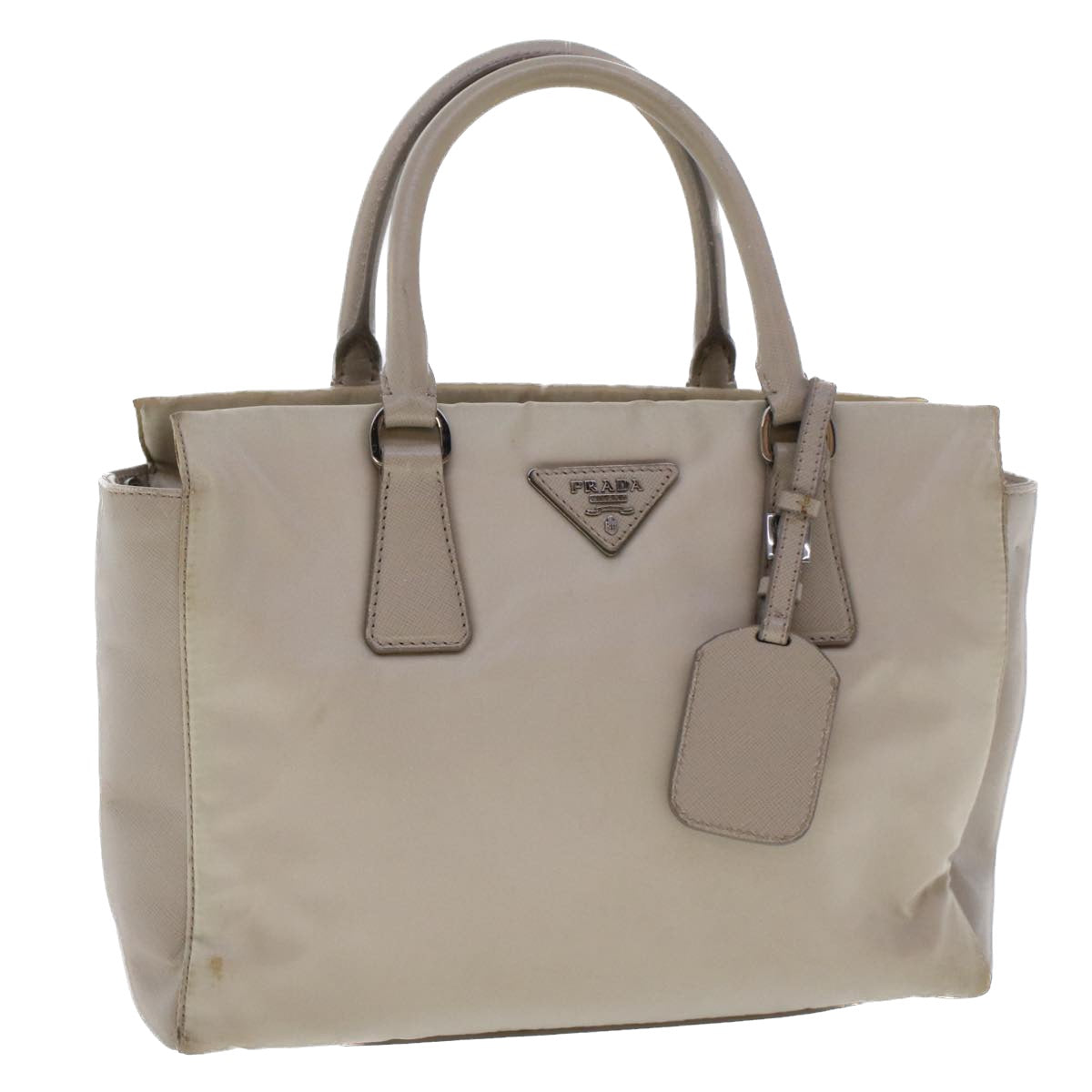 Prada Hand Bag Leather Nylon Gray Travel Bag
