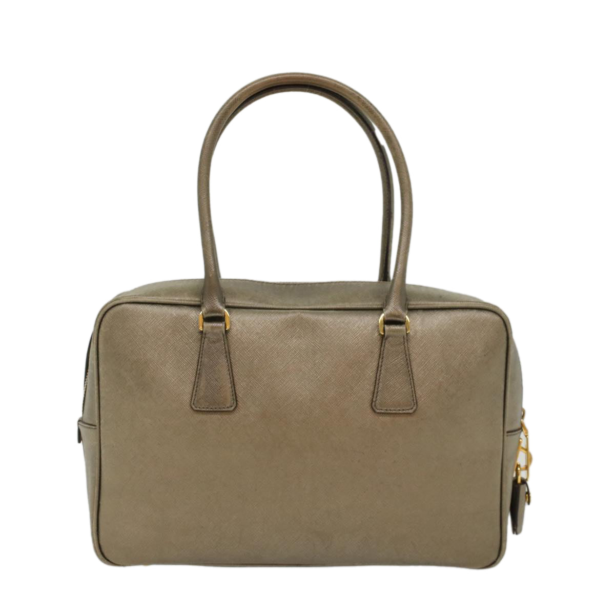 Prada Safiano Hand Bag Tone Leather Gold Travel Bag
