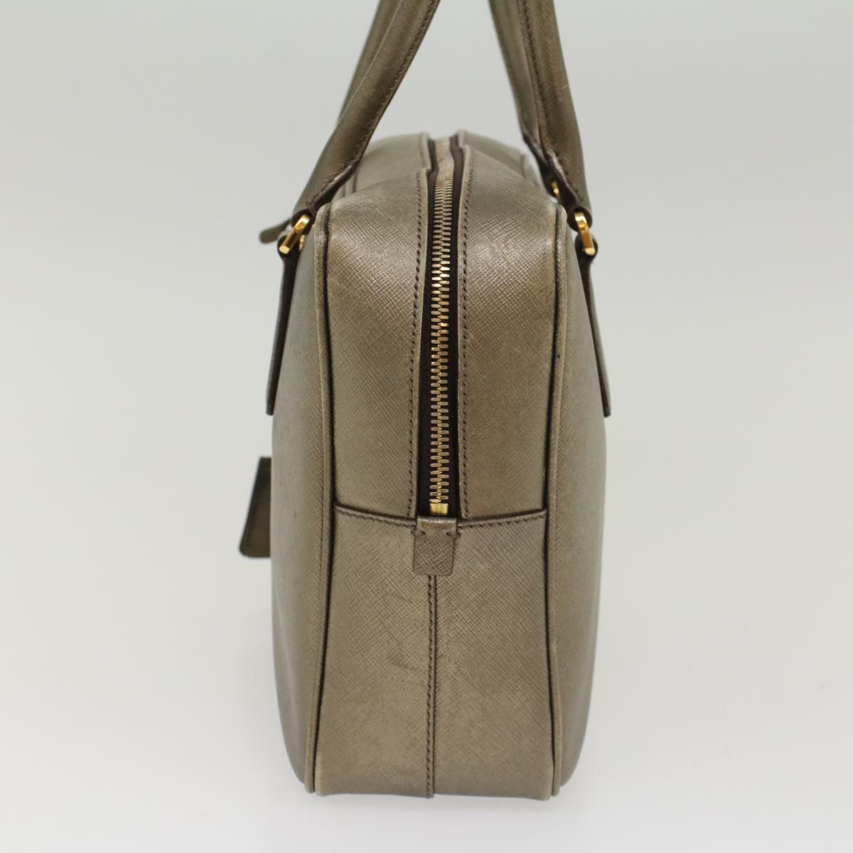 Prada Safiano Hand Bag Tone Leather Gold Travel Bag