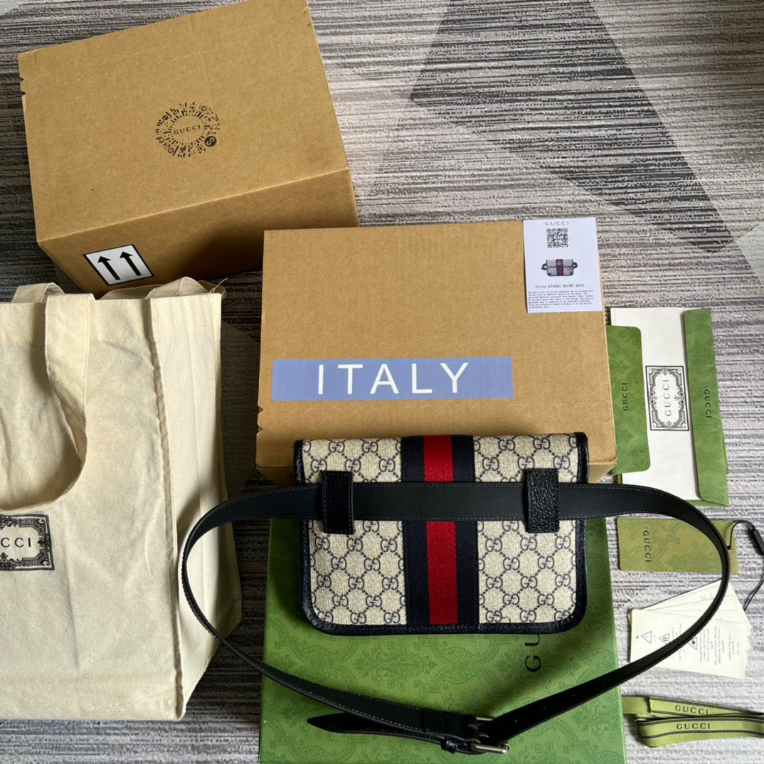 gg Ophidia Belt gg Supreme Canvas Beige Blue Accessory Beaunoirrbeaunoirr 96Iwn