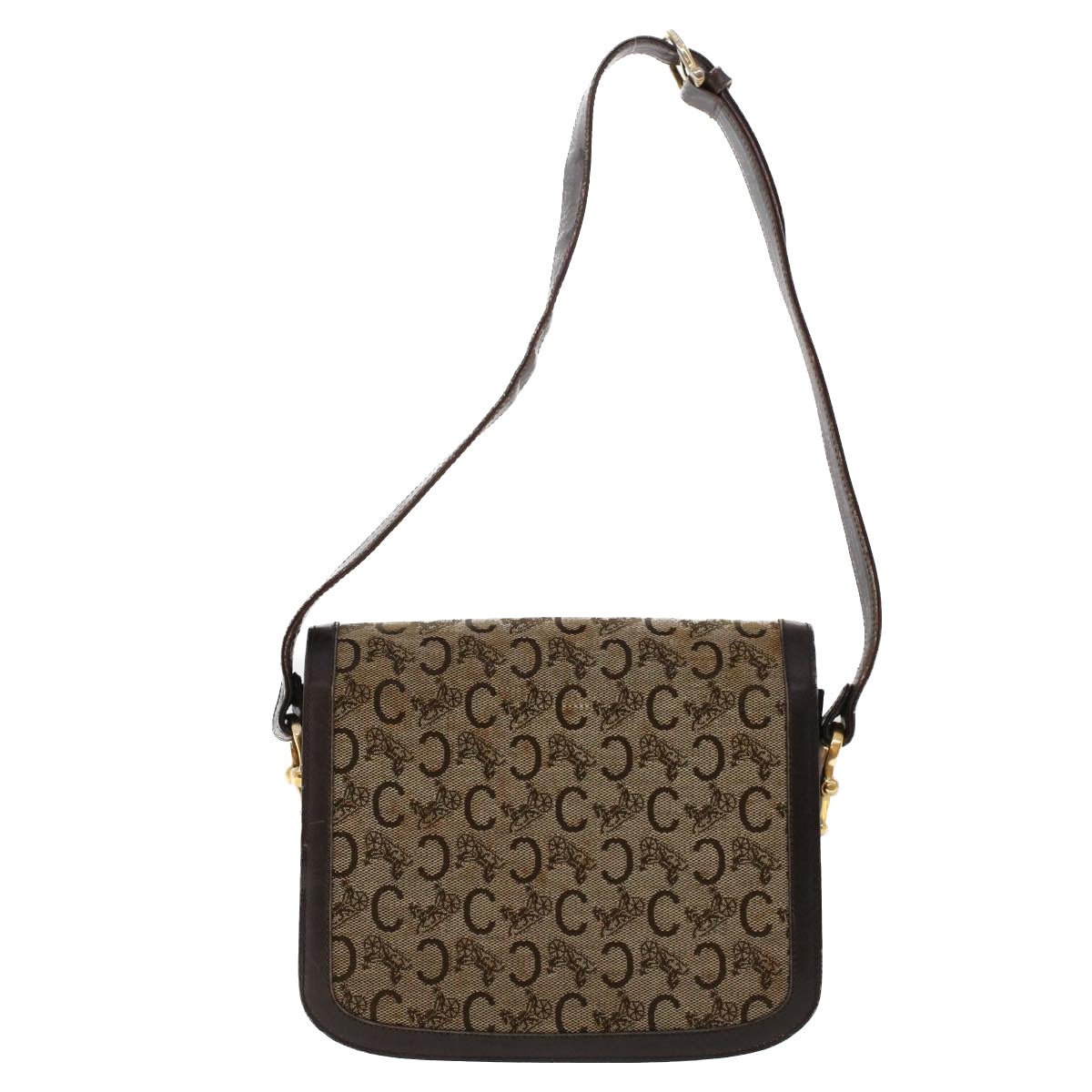 Luxury C Macadam Horse Carriage Shoulder Bag Canvas Brown Dark Brown