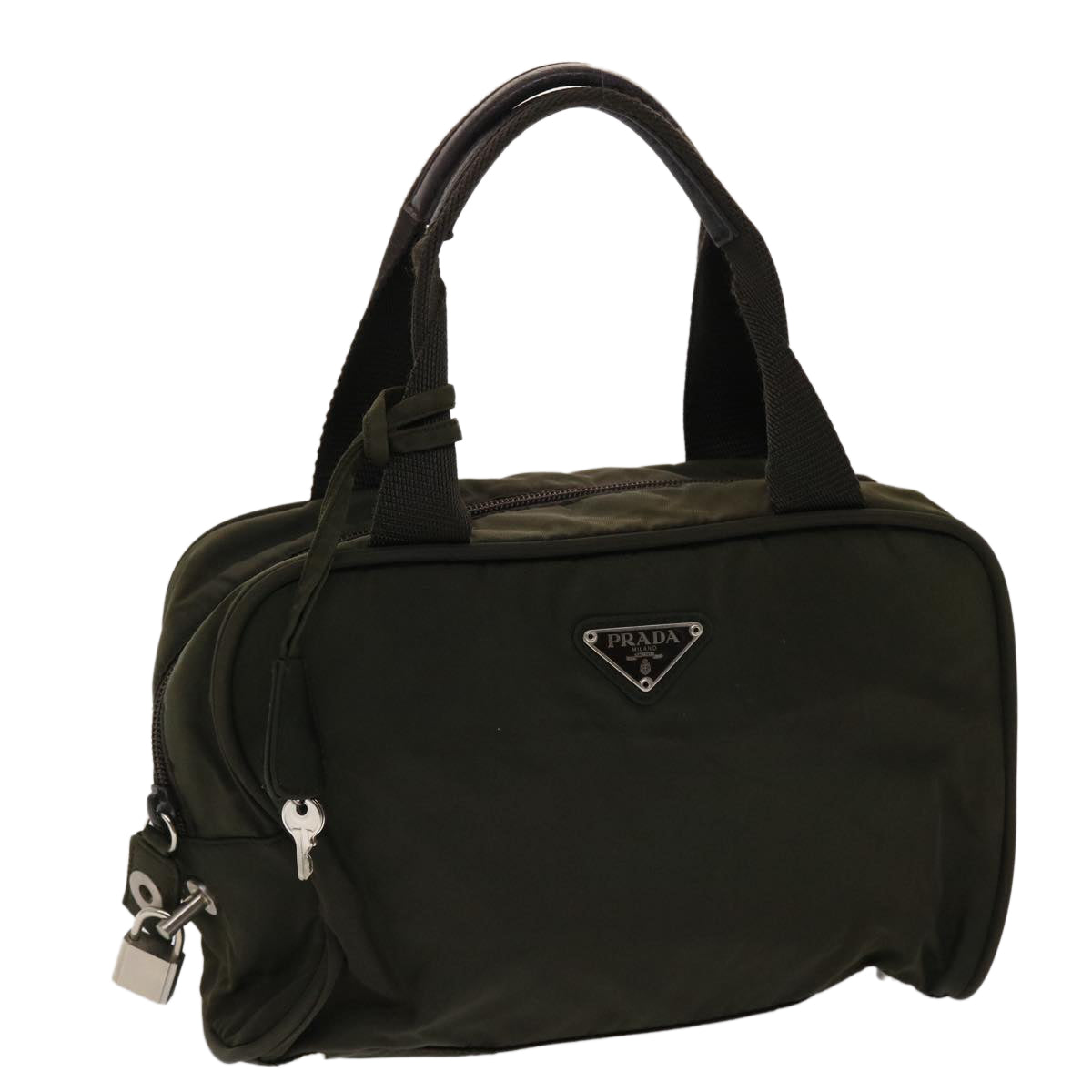 Prada Hand Bag Khaki Nylon Travel Bag Nylon Khaki 48613