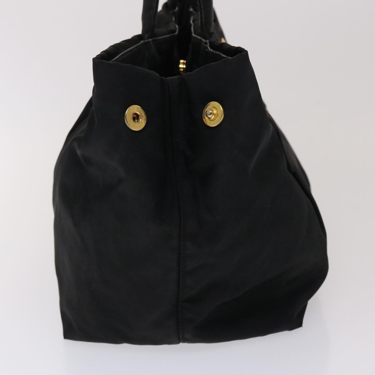 Prada Ribbon Hand Bag Leather Nylon Black Travel Bag