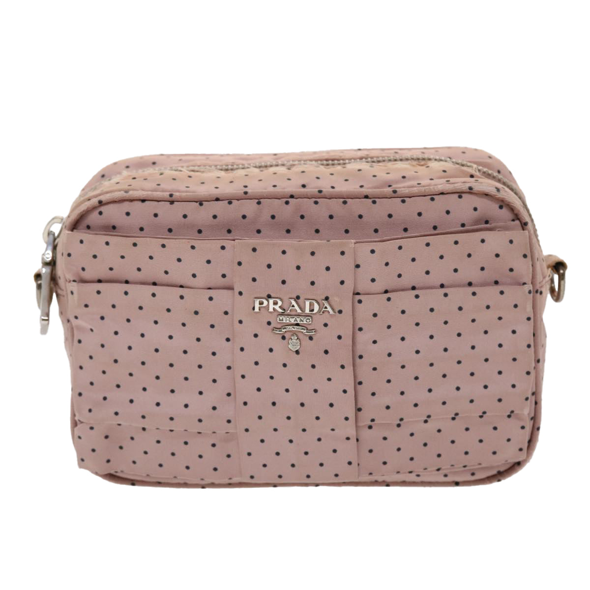 Prada Dot Shoulder Bag Nylon Black Pink