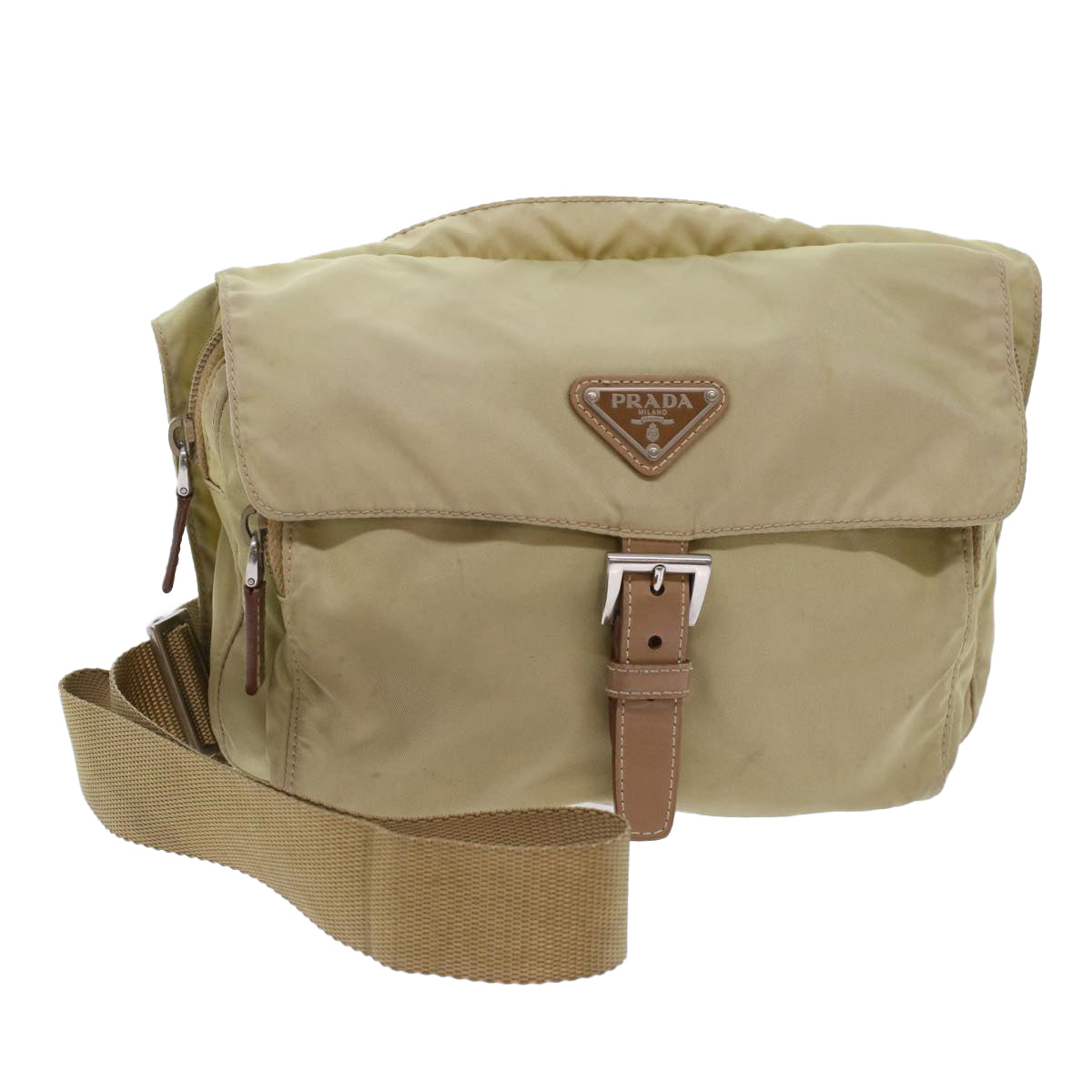 Prada Shoulder Bag Nylon Beige Nylon Beige 48760