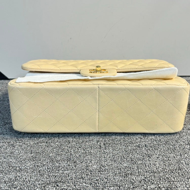 Chanel CF Jumbo White Quilted Leather Flap Bag