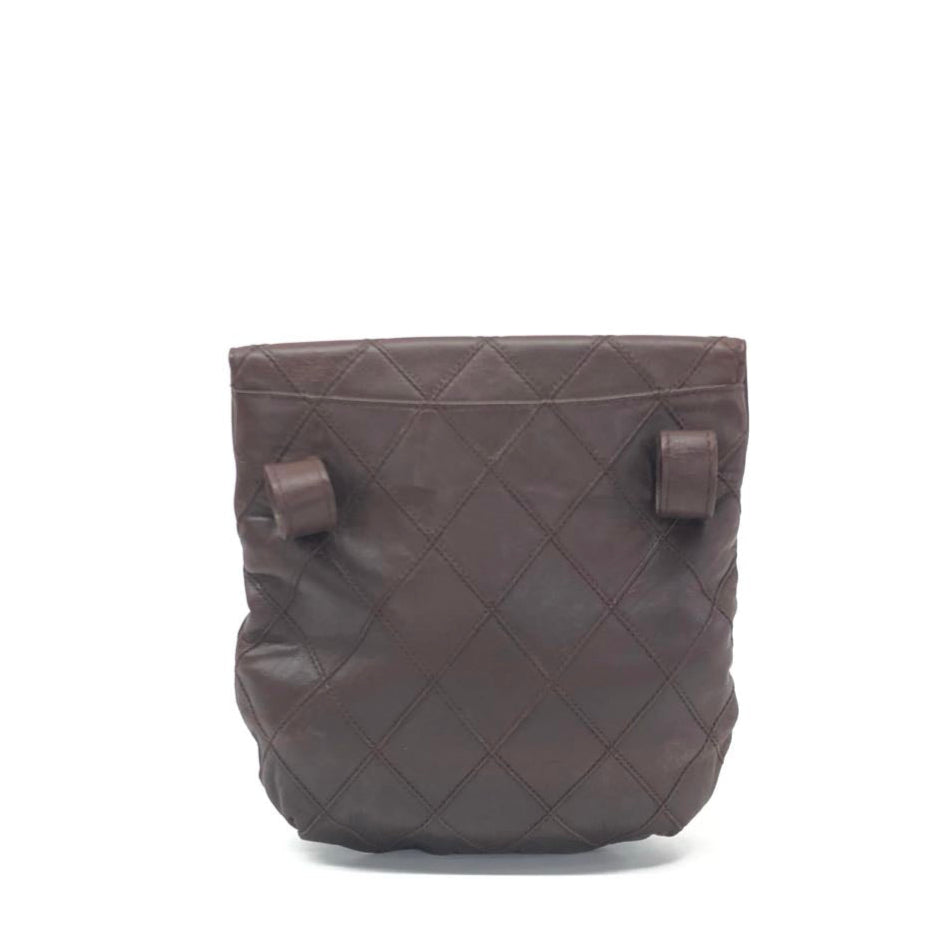 Chanel Flap Belt Dark Lambskin -tone Hardware Brown Gold Leather
