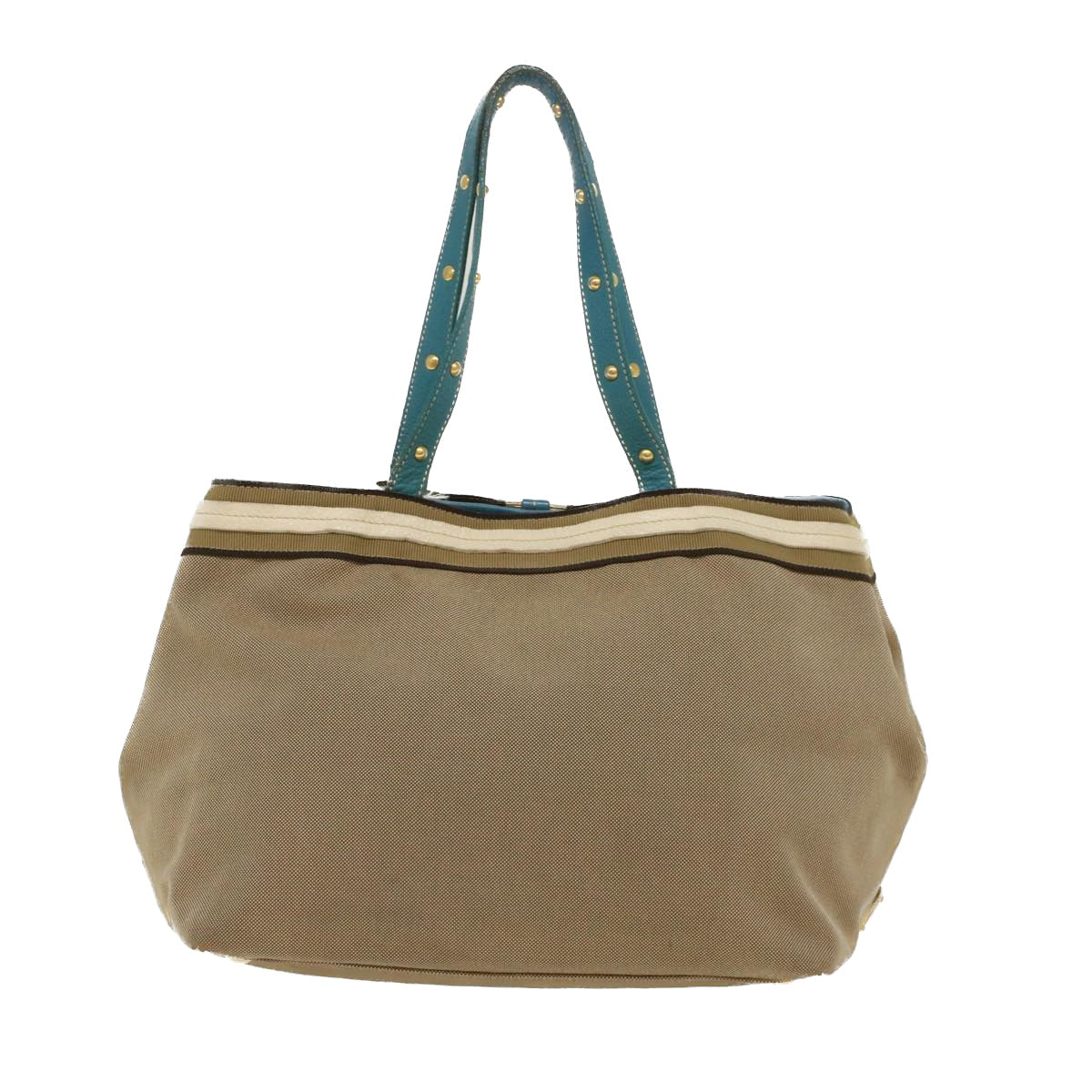 Prada Tote Bag Light Leather Canvas Beige