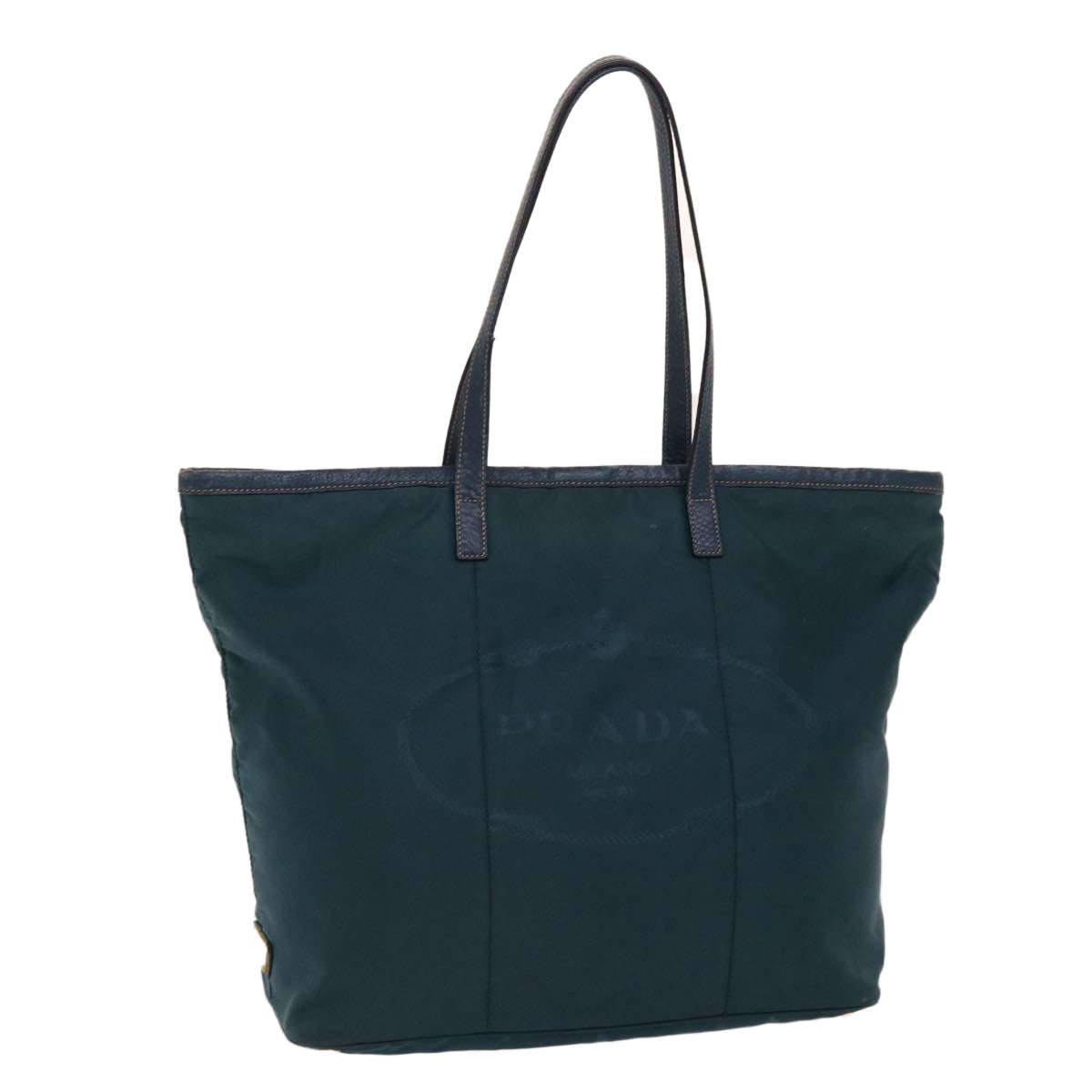 Prada Tote Bag Leather Nylon Green