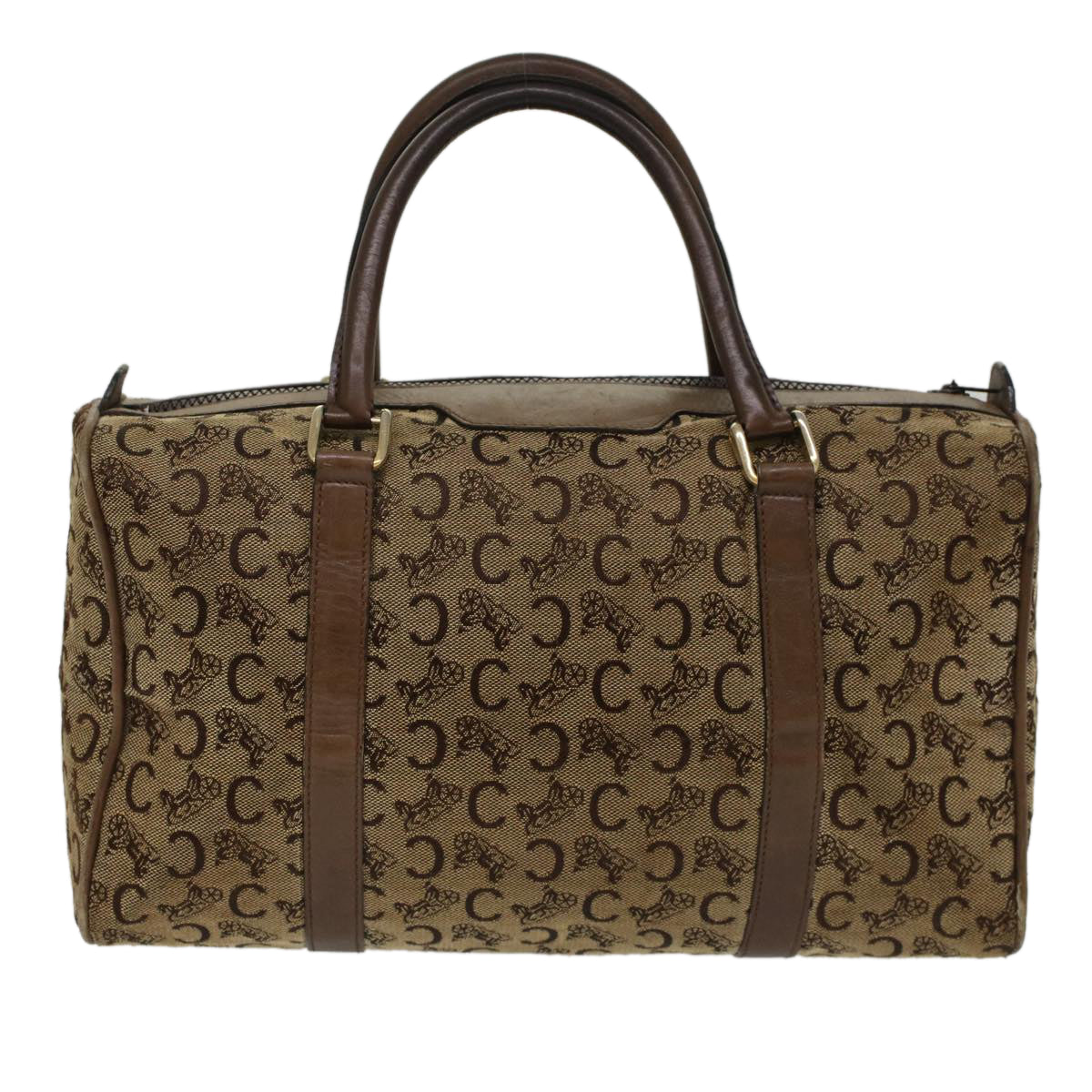 Luxury C Macadam Hand Bag Beige Leather Canvas Travel Bag