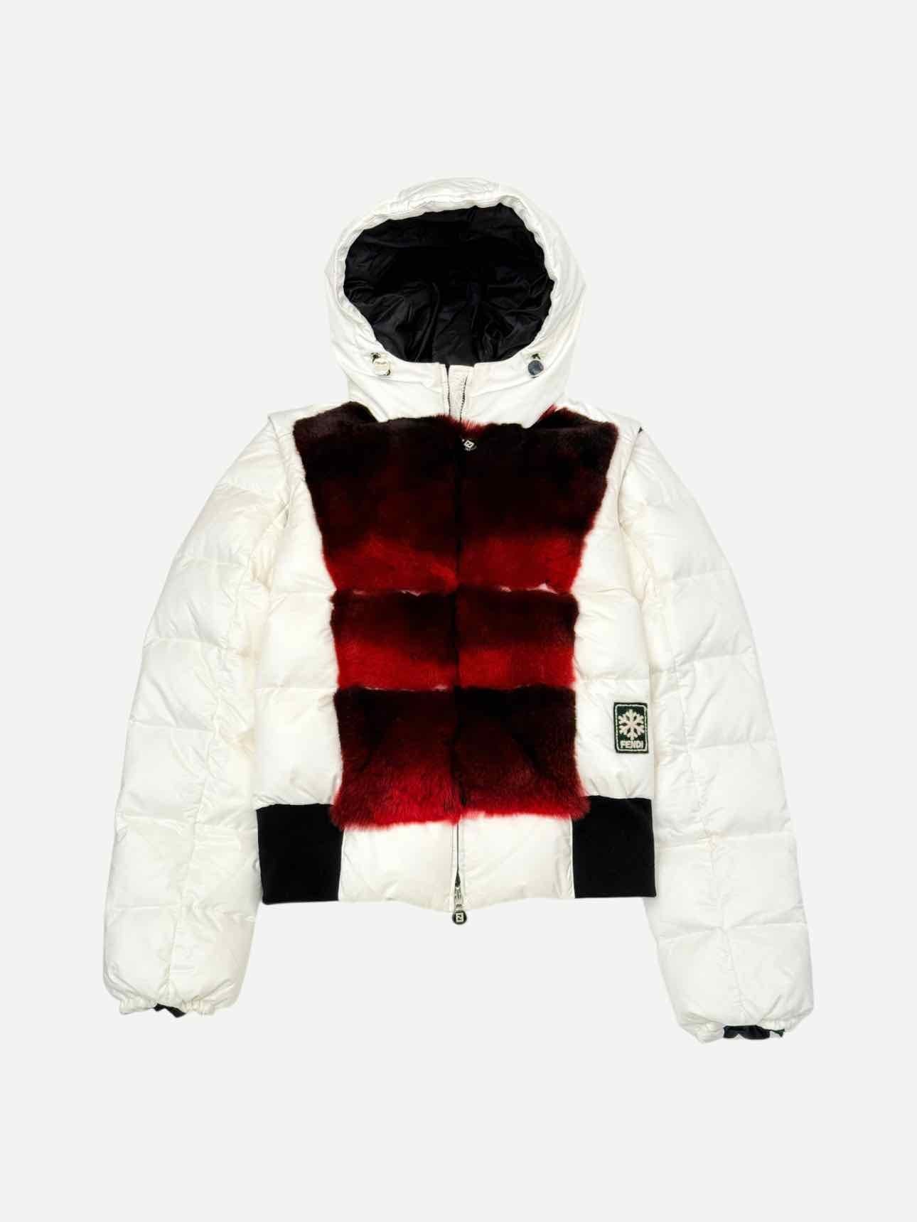Fendi Hoodie Puffer & White Red Handbag