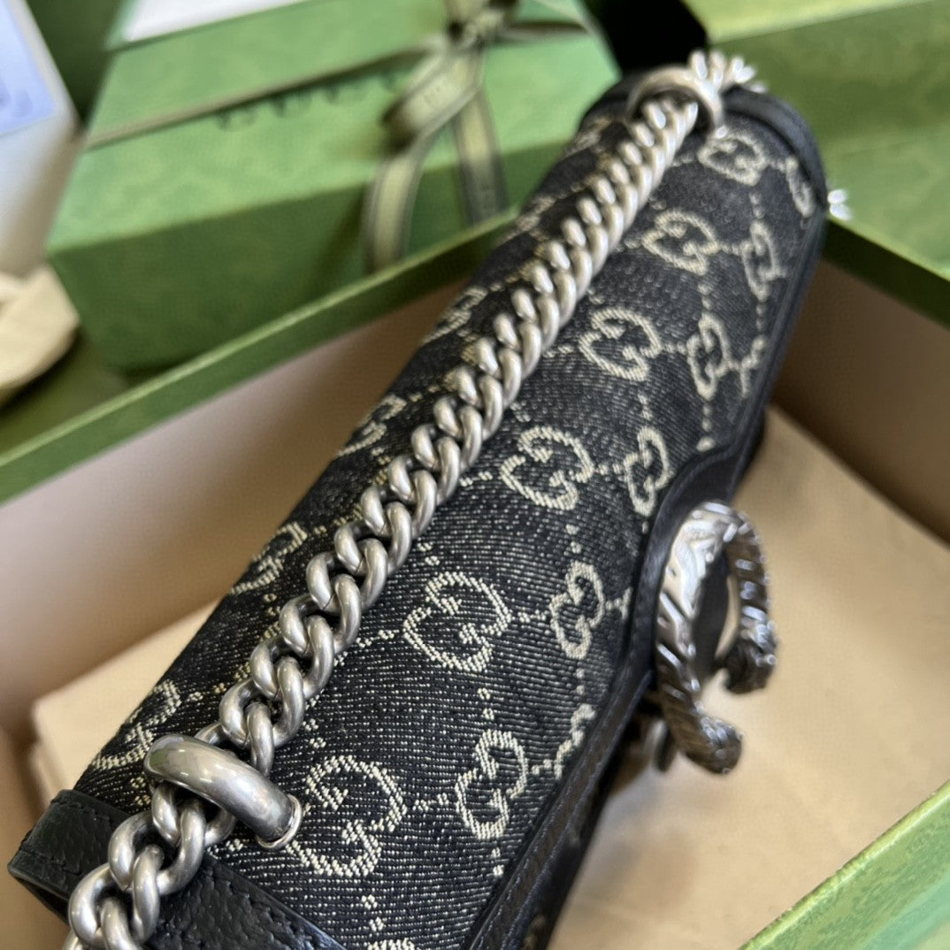 gg Dionysus gg Ivory gg Denim Black Small Shoulder Bag