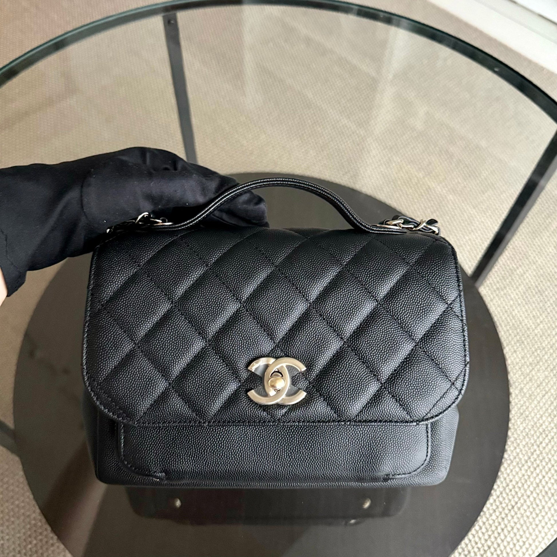 Chanel Business Affinity Medium - Caviar Quilted Grained Calfskin Black Gold Hardware Series 25