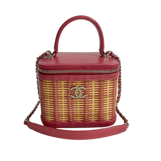 Chanel CC Raffia Vanity Case Natural Material Crossbody Bag in
