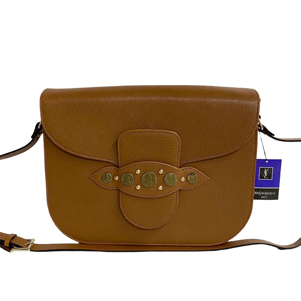 YSL Saint Laurent Yves Shoulder Bag Women Leather Brown