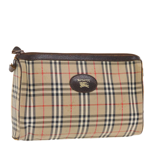 Burberry Luxury ss Nova Check Clutch Bag Auth Leather Canvas Brown Brown Auth 49771