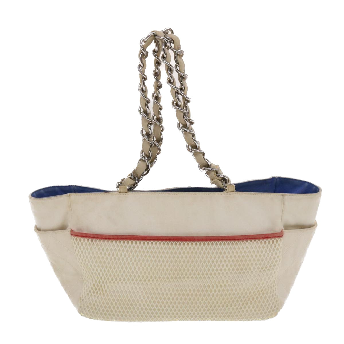 Chanel Chain Tote Bag No Canvas White CC Auth