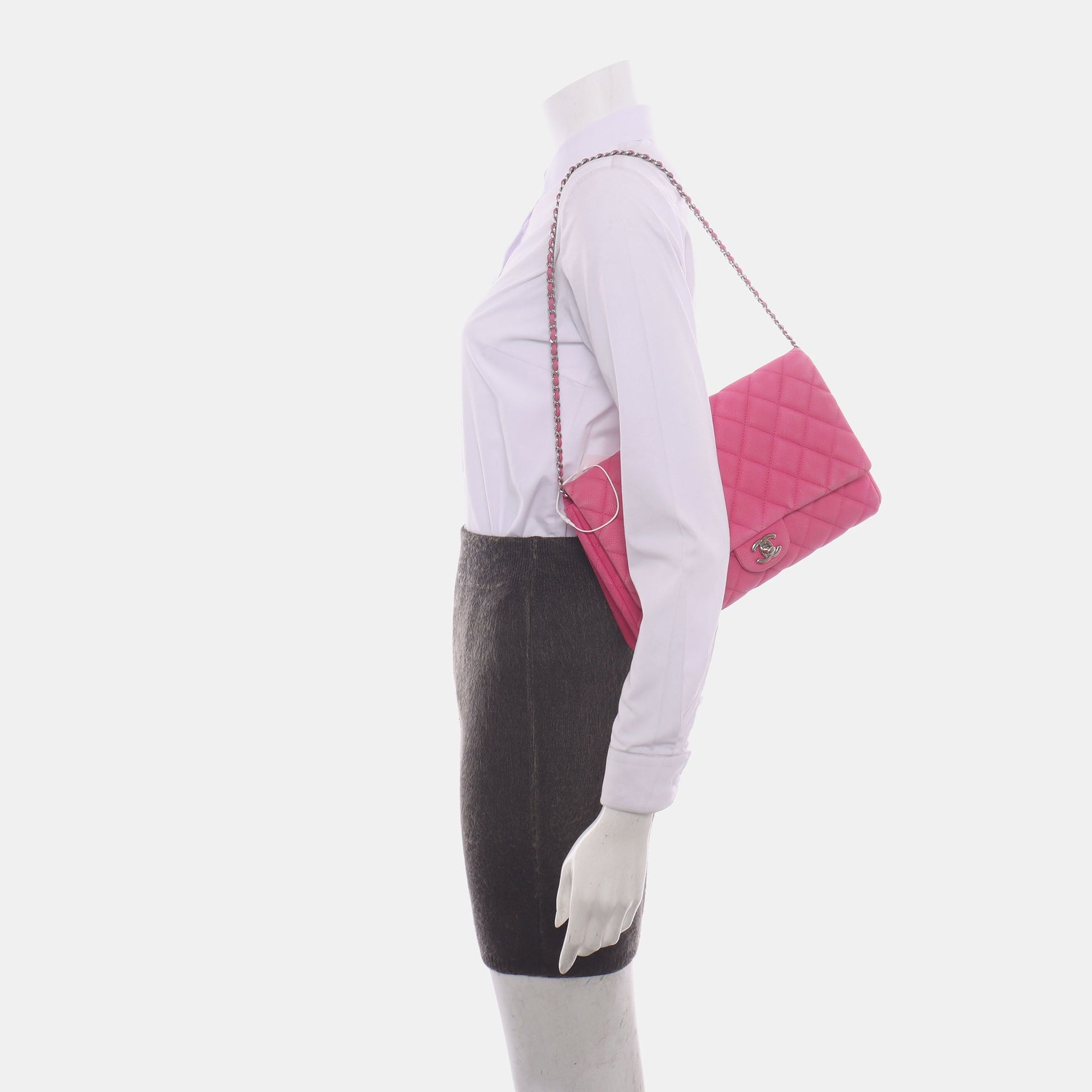 Chanel Envelope Chains Caviar Pink Leather Clutch Bag
